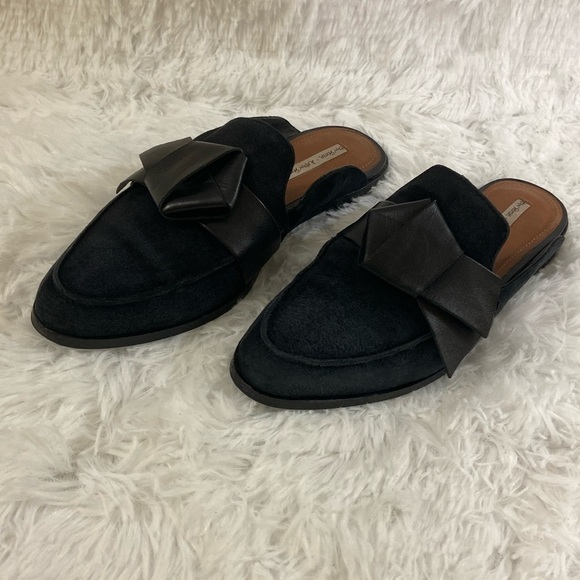 & OTHER STORIES STOCKHOLM ATELIER WOMEN BLACK SUEDE LOAFER MULE SLIPPERS. SIZE-7 - Picture 1 of 12